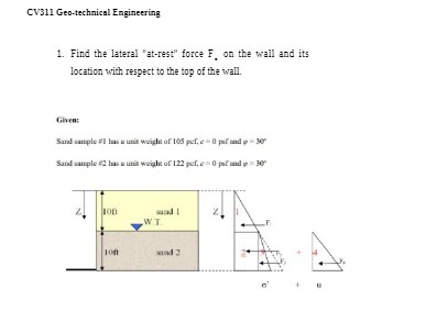 CV311 Geo-technical Engineering 1. Find the