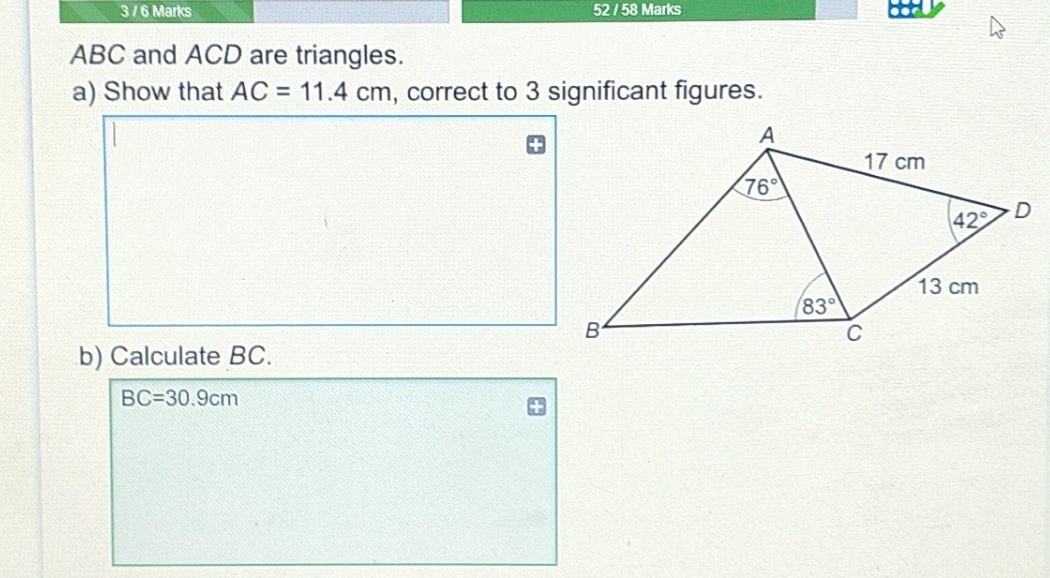 part A please 3 /6 Marks 52 / 58 Marks ABC and