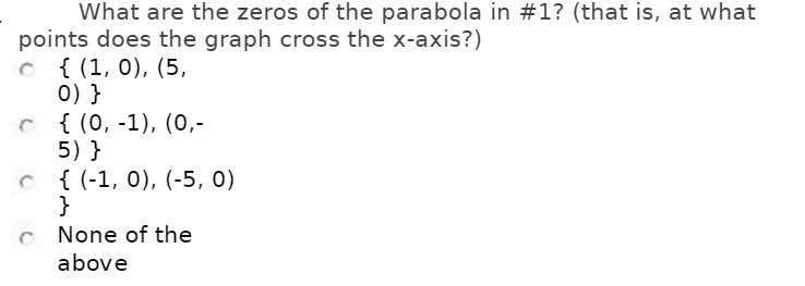 What are the zeros of the parabola in #1? (that