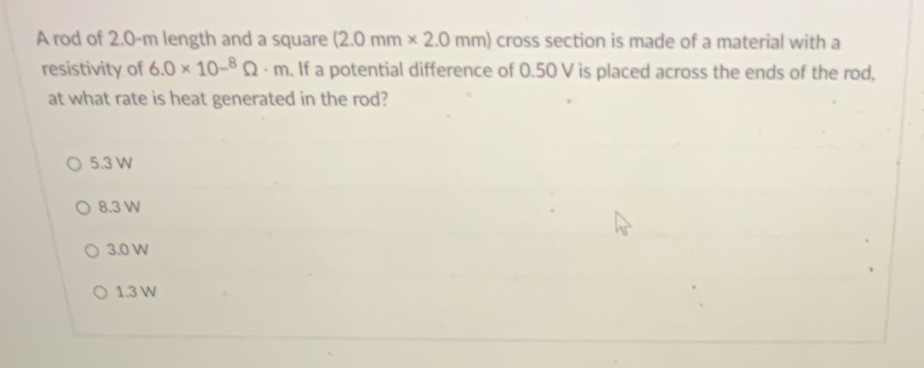 1 A rod of 2.0-m length and a square (2.0 mm x