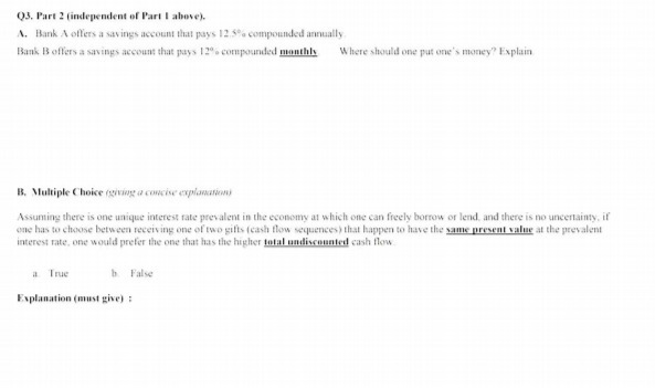 ()3. Part 2 (independent of Part ! above). A.