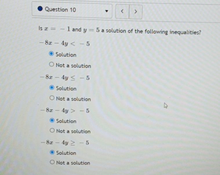 question is in picture . Question 10 Is ex = - 1