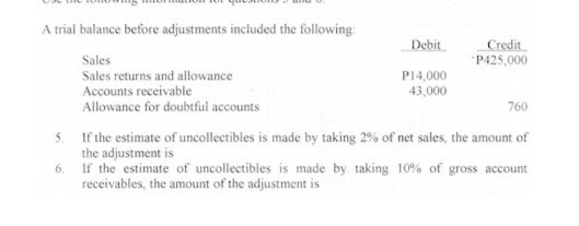 A trial balance before adjustments included the