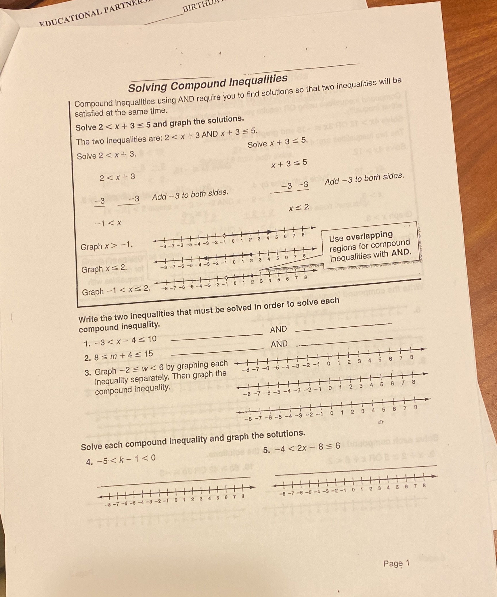 EDUCATIONAL PARTNER BIRTHD Solving Compound