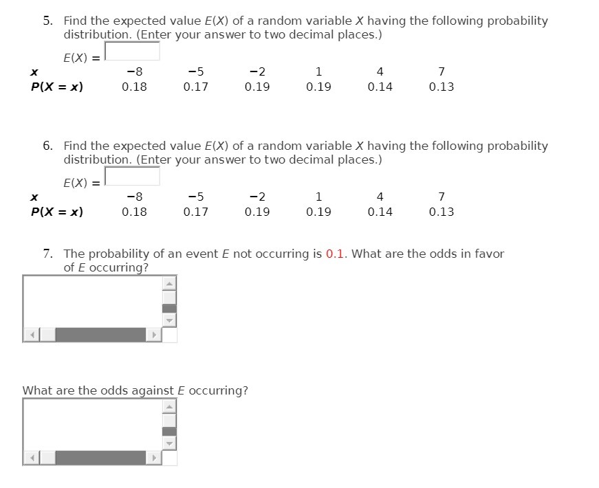 5. Find the expected value E(X) of a random