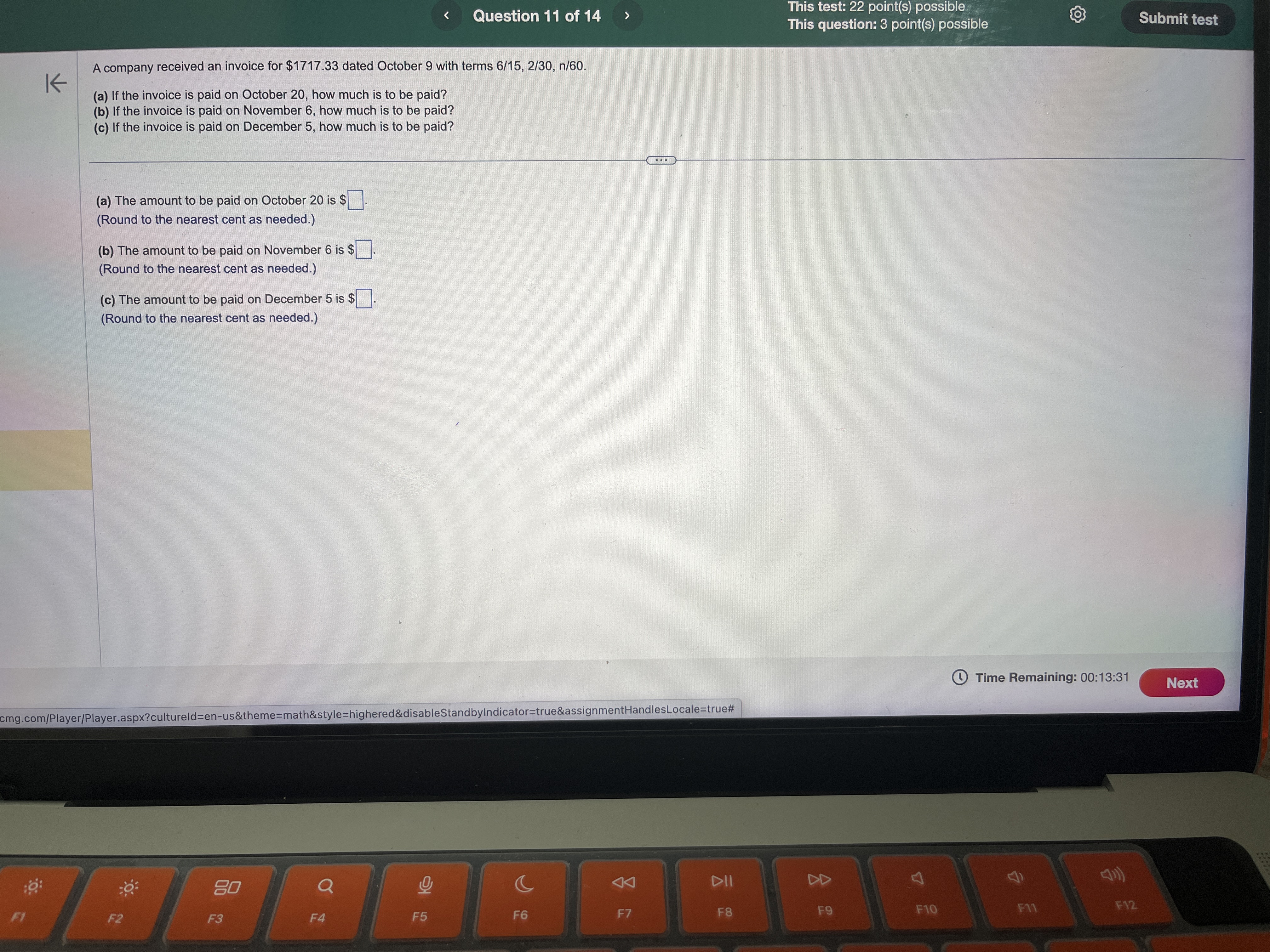 . This test: 22 point(s) possible - < ) .