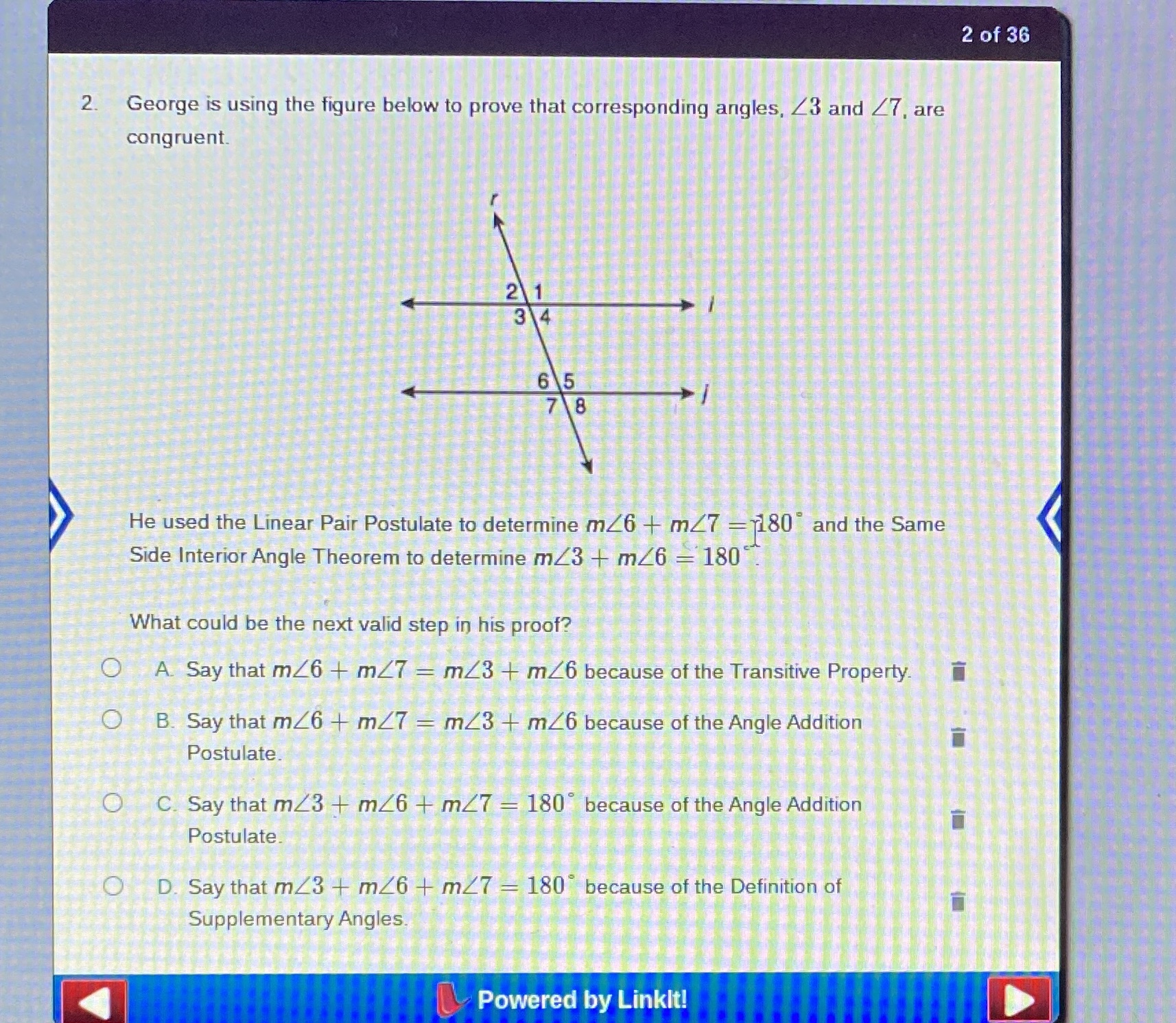 2 of 36 2. George is using the figure below to
