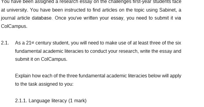 You have been assigned a research essay on the