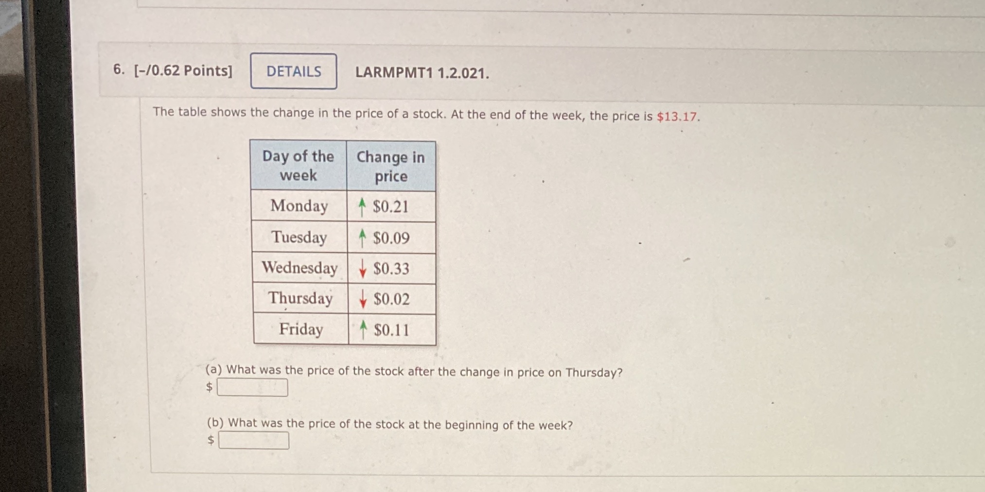 6. [-/0.62 Points] DETAILS LARMPMT1 1.2.021. The