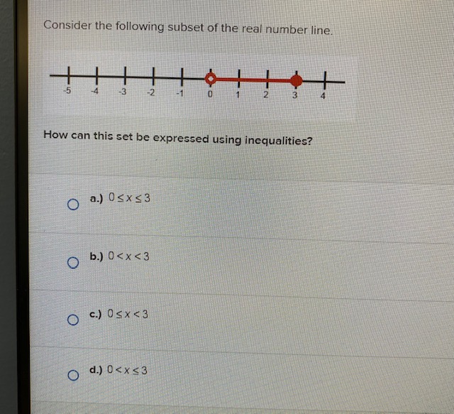 Consider the following subset of the real number