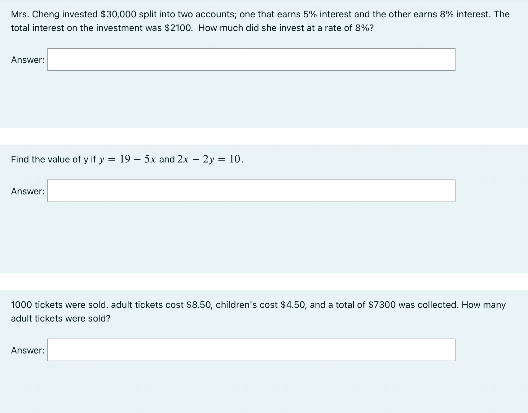 Simultaneous Equation The solution to the