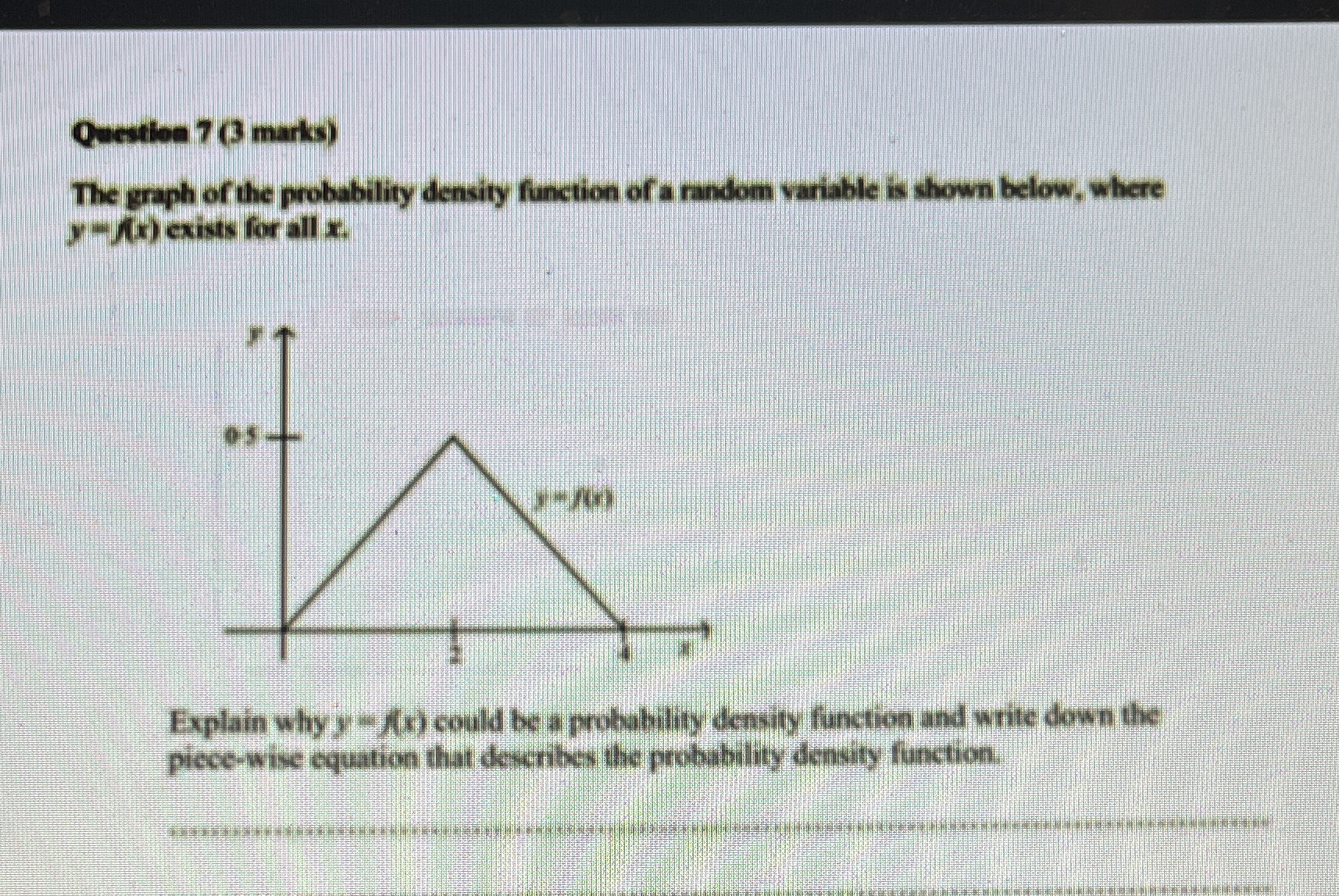 Question 7 (3 marks) The graph of the probability