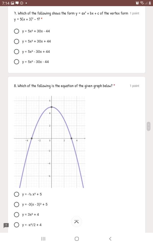 7:14 0 . 9. What is the vertex of the graph