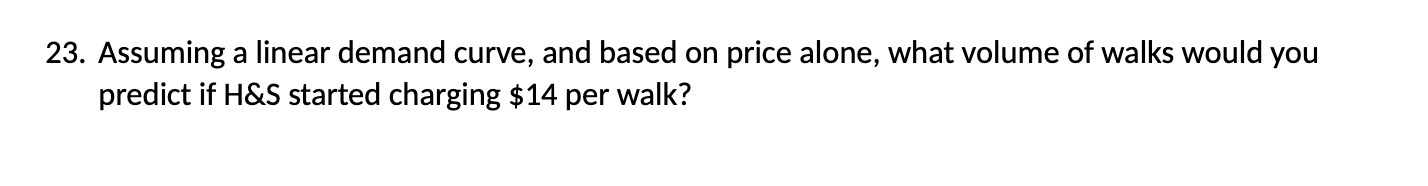 23. Assuming a linear demand curve, and based on