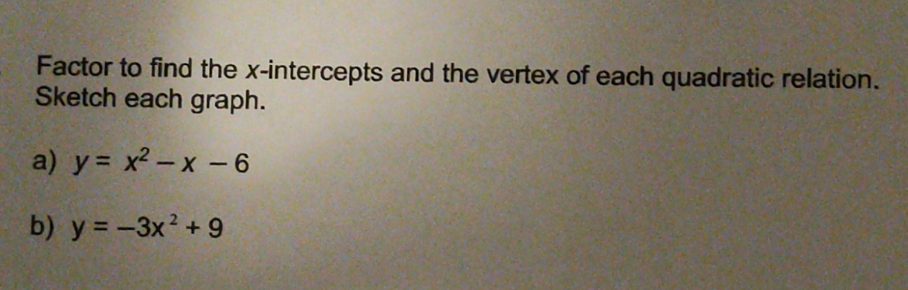 x intercepts Factor to find the x-intercepts and