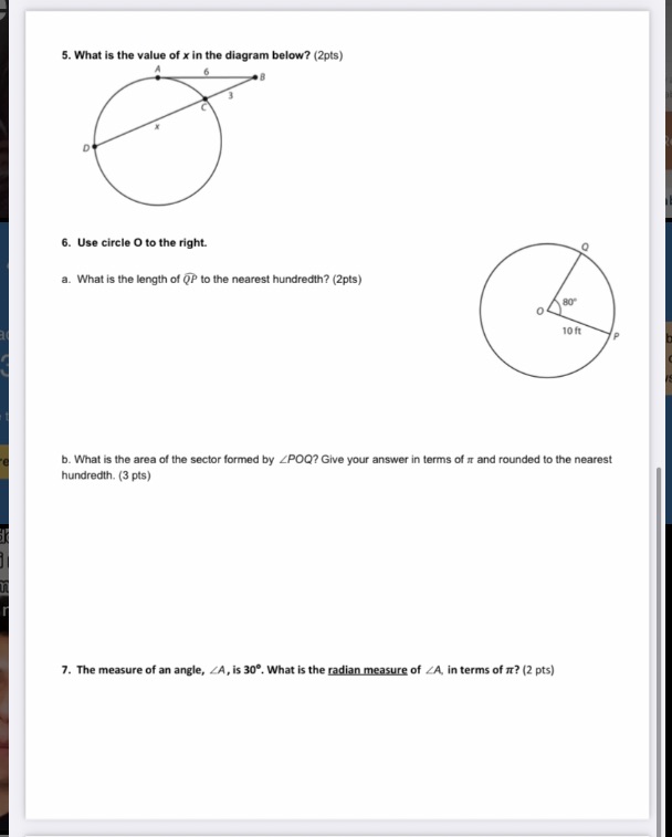 5. What is the value of x in the diagram below?