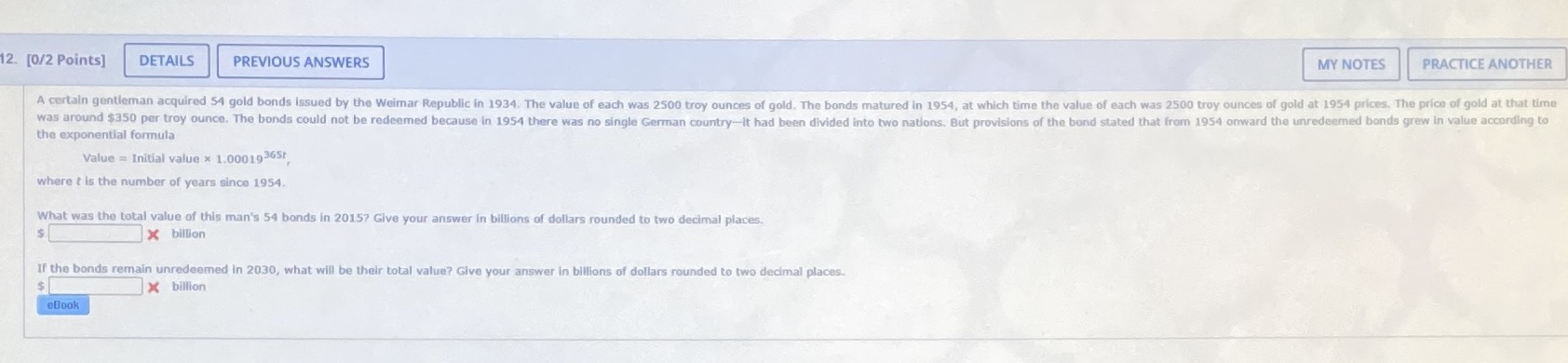 12. [0/2 Points] DETAILS PREVIOUS ANSWERS MY