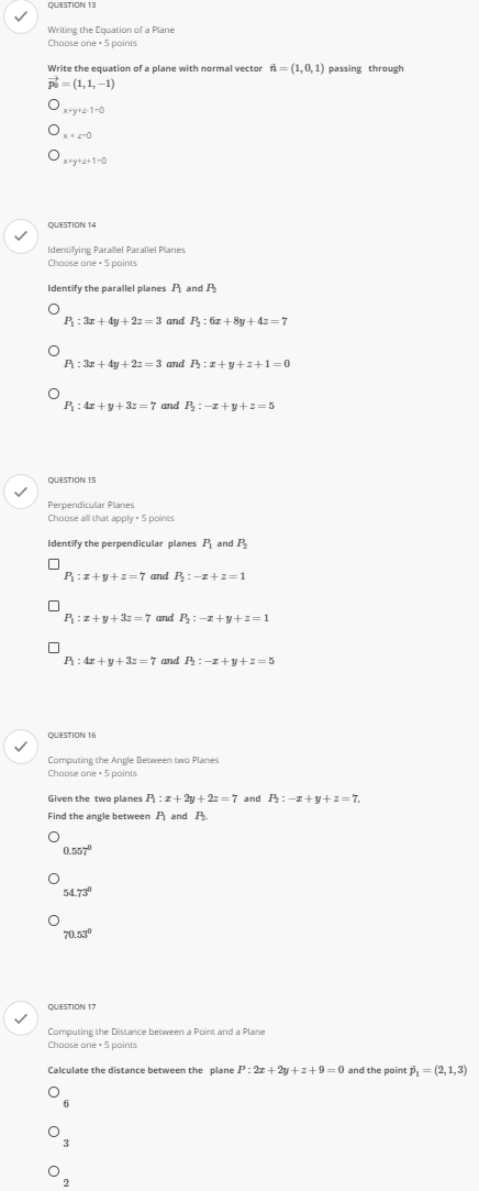 QUESTION 1 Equation of a line in 3D Space Choose