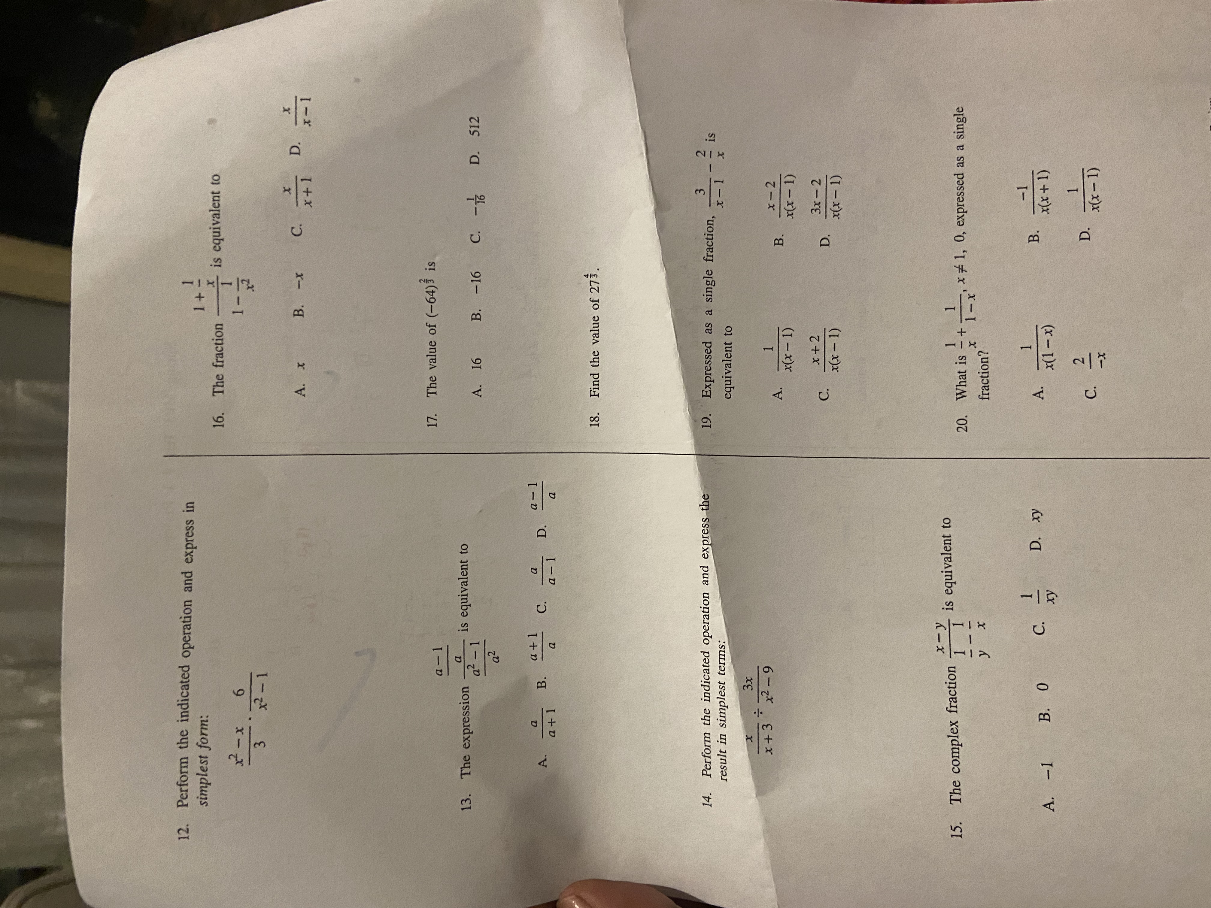 2. Express in lowest terms: x2 - 9 x2 + 3x , x #