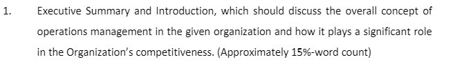 1. Executive Summary and Introduction, which