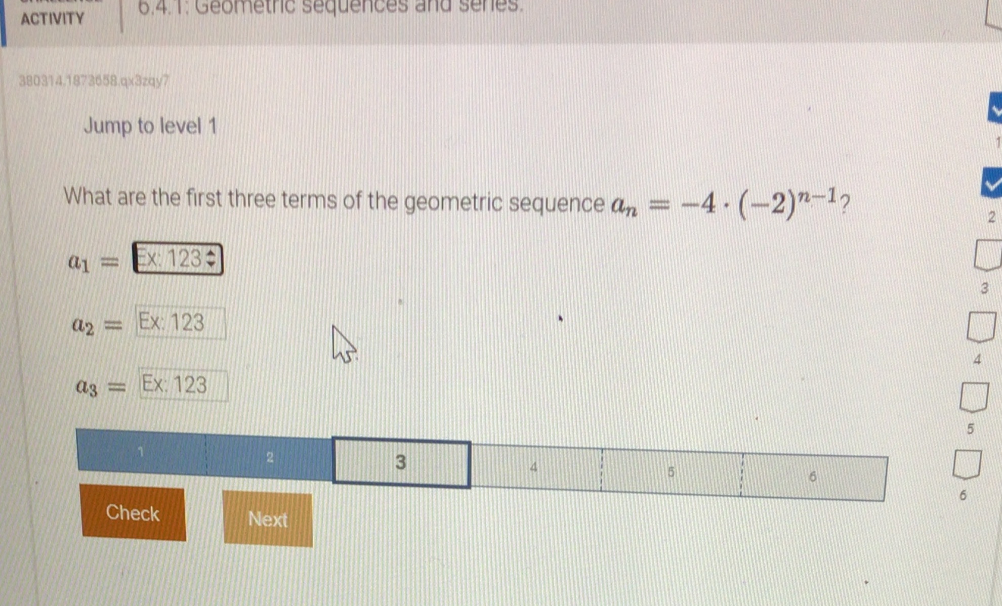 ACTIVITY 6.4. I. Geometric sequences and series