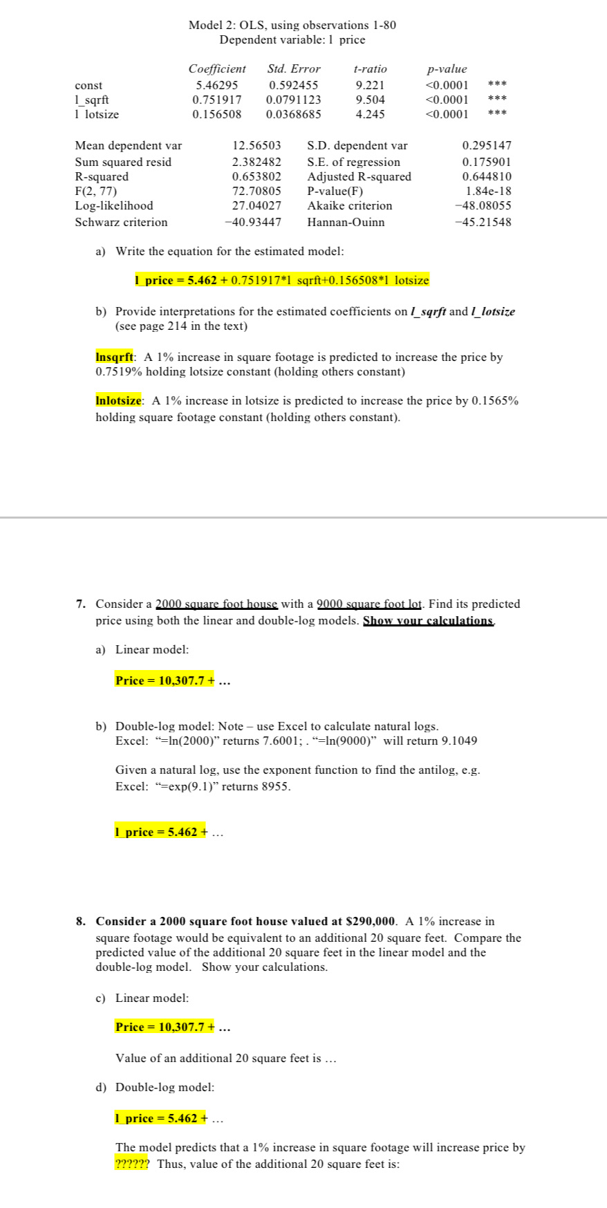 Model 2: OLS, using observations 1-80 Dependent