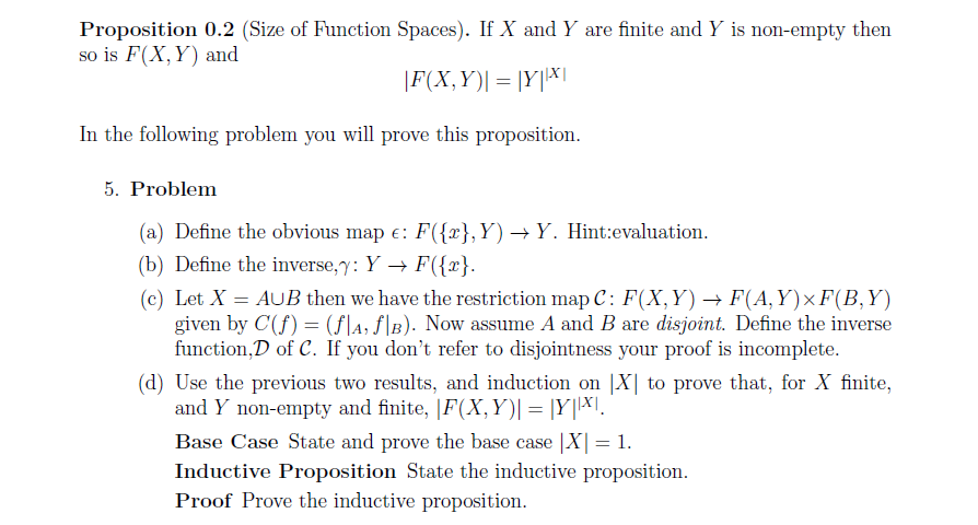 Proposition 0.2 (Size of Function Spaces). If X