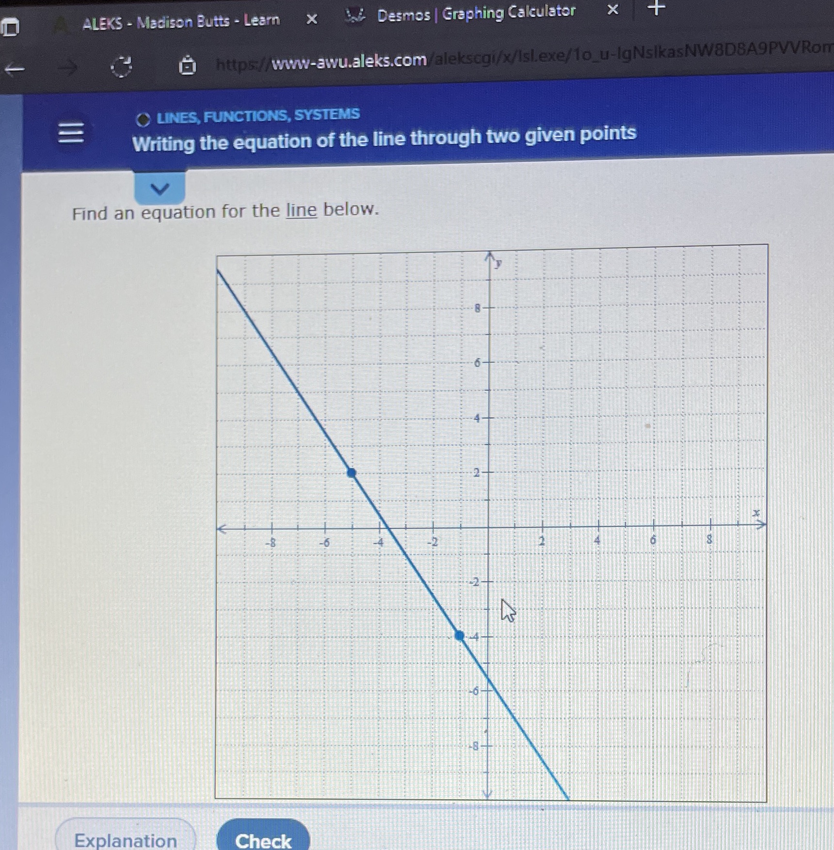 ALEKS - Madison Butts - Learn X Desmos | Graphing