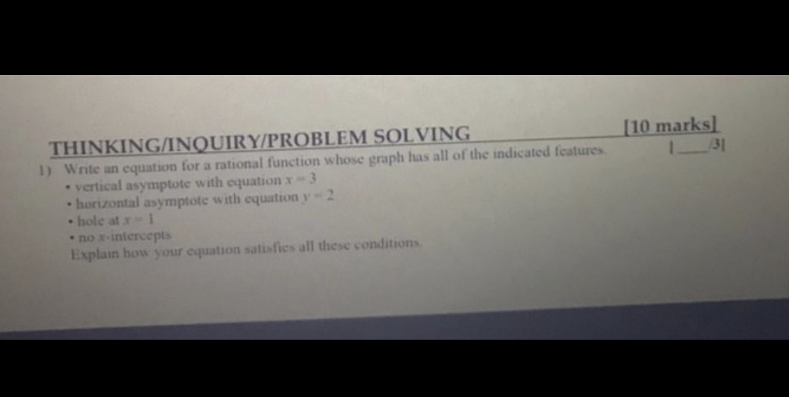 THINKING/INQUIRY/PROBLEM SOLVING [10 marks] 1)