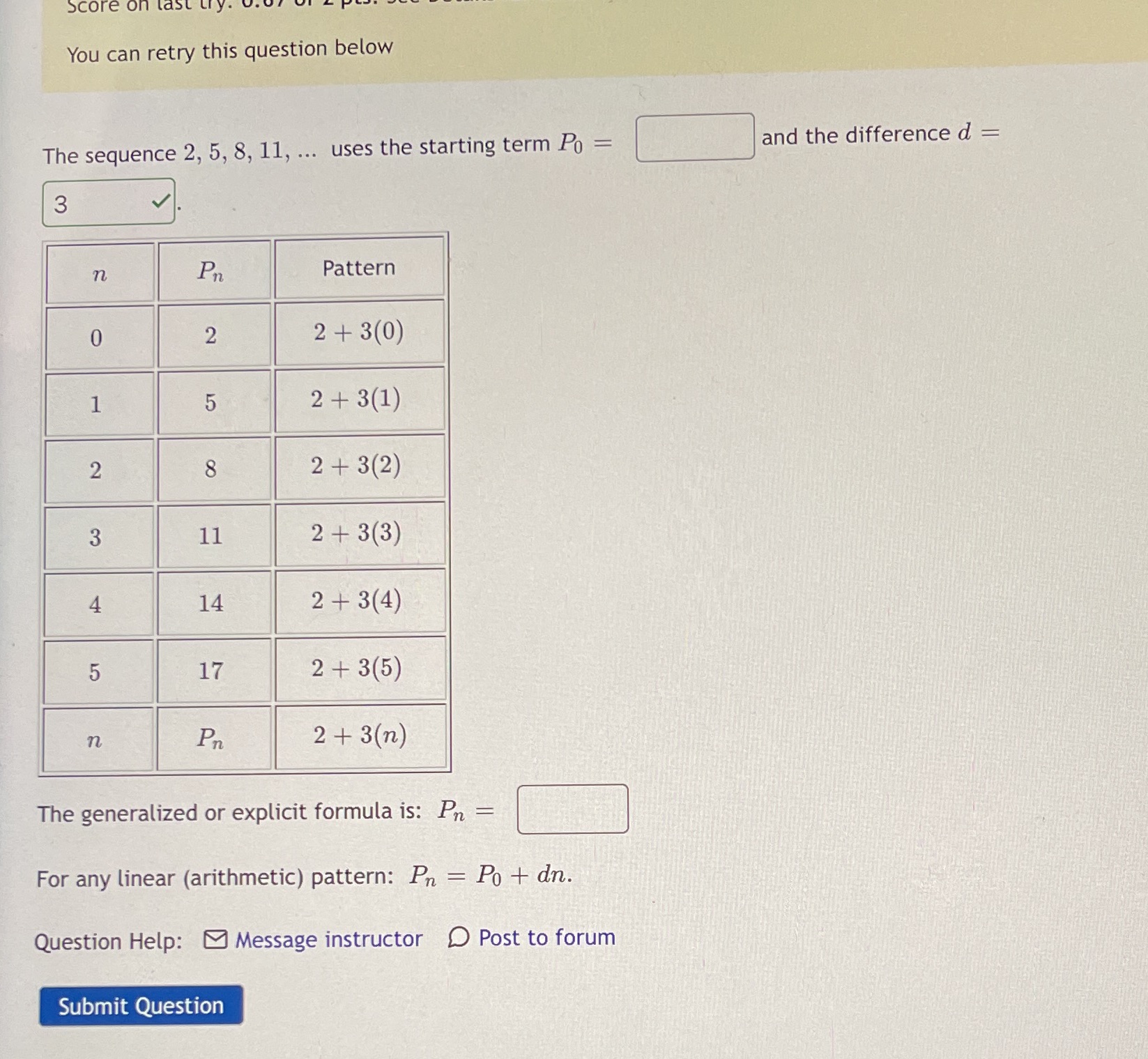Need help solving blanks Score on You can retry