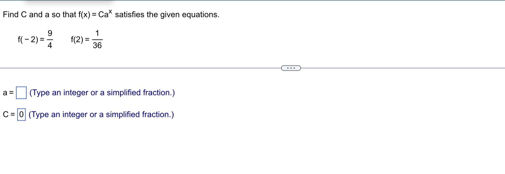 Find C and a so that f(x) = Ca satisfies the