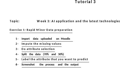Tutorial 3 Topic: Week 3: Al application and the