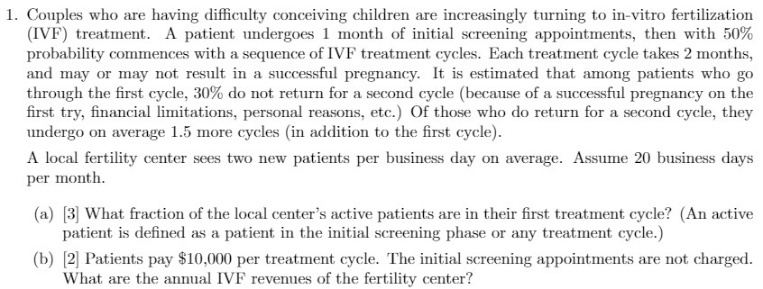 1. Couples who are having difficulty conceiving