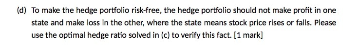 Ed] To make the hedge portfolio risk-free, the