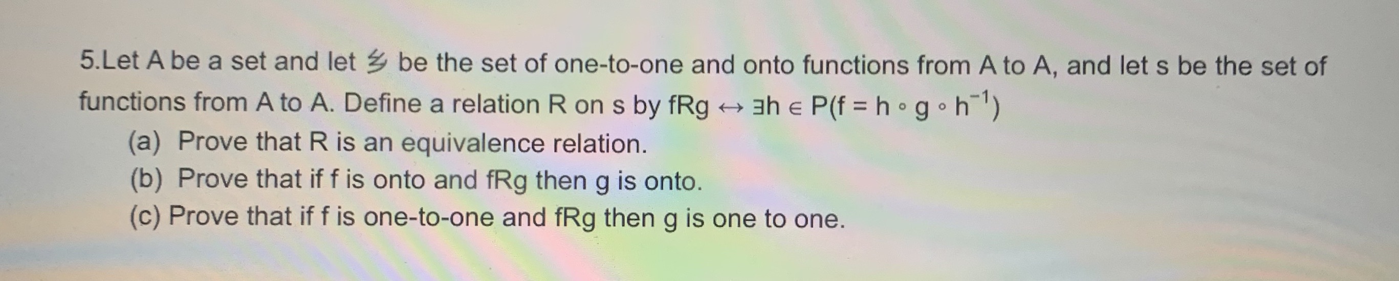 discrete math 5.Let A be a set and let 3 be the