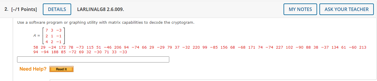 2. [-/1 Points] DETAILS LARLINALG8 2.6.009. MY