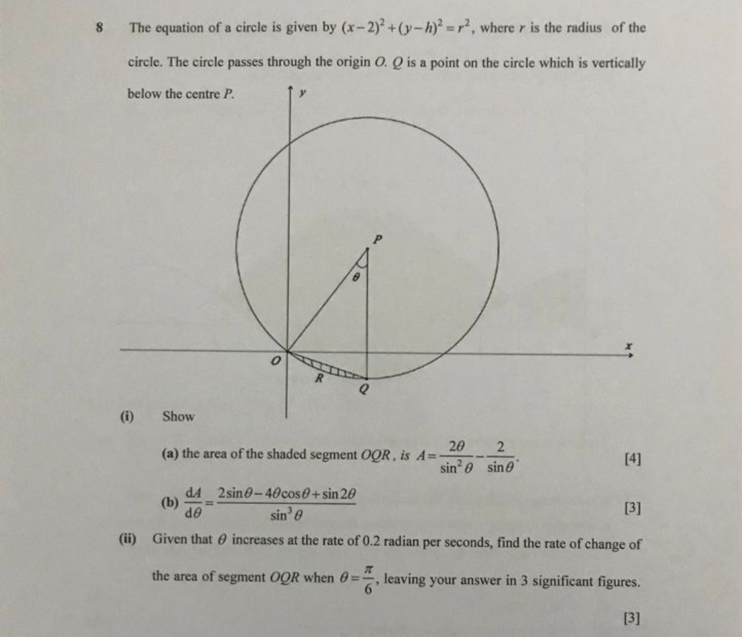 8 The equation of a circle is given by (x-2) +