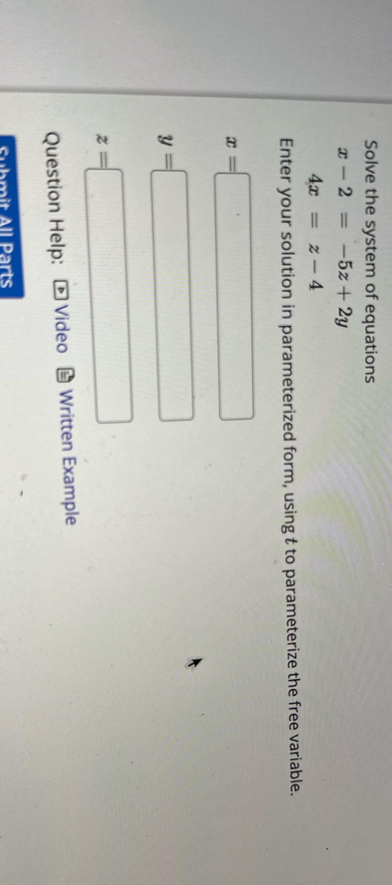 Please help solve . Solve the system of equations