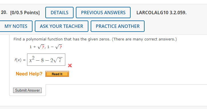 2!]. [W05 Points] DETAILS PREVIOUS ANSWERS