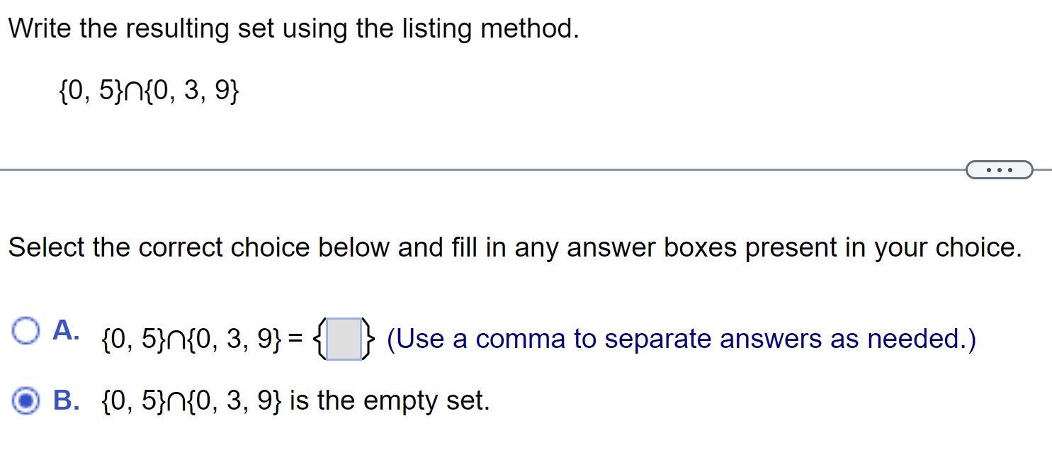 Write the resulting set using the listing method.