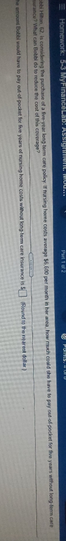 question 3 abbi Hilton, 62, is considering the