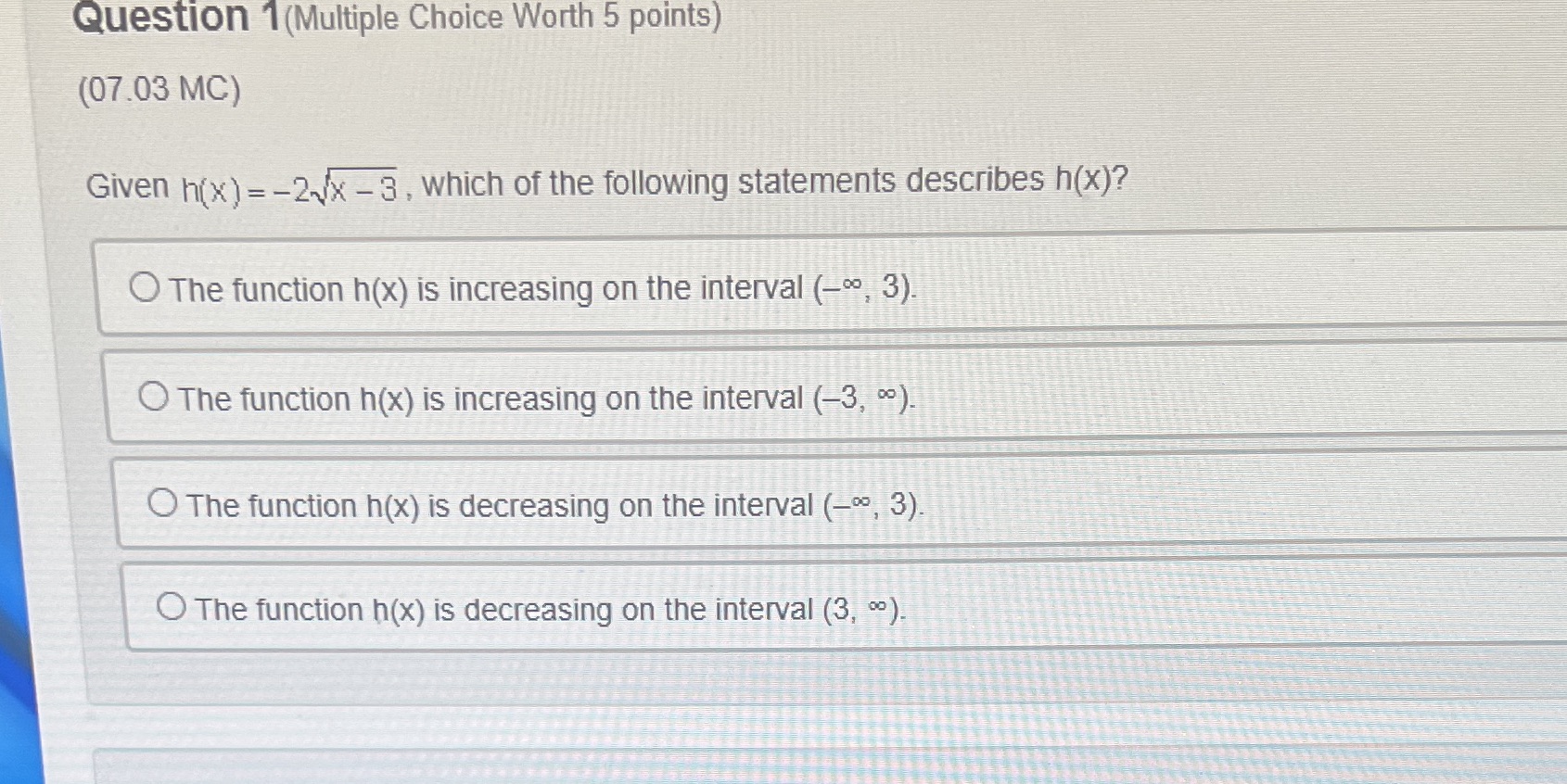 Anyone know this Question 1(Multiple Choice Worth