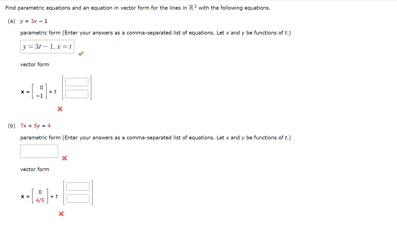 Find parametric equations and an equation in