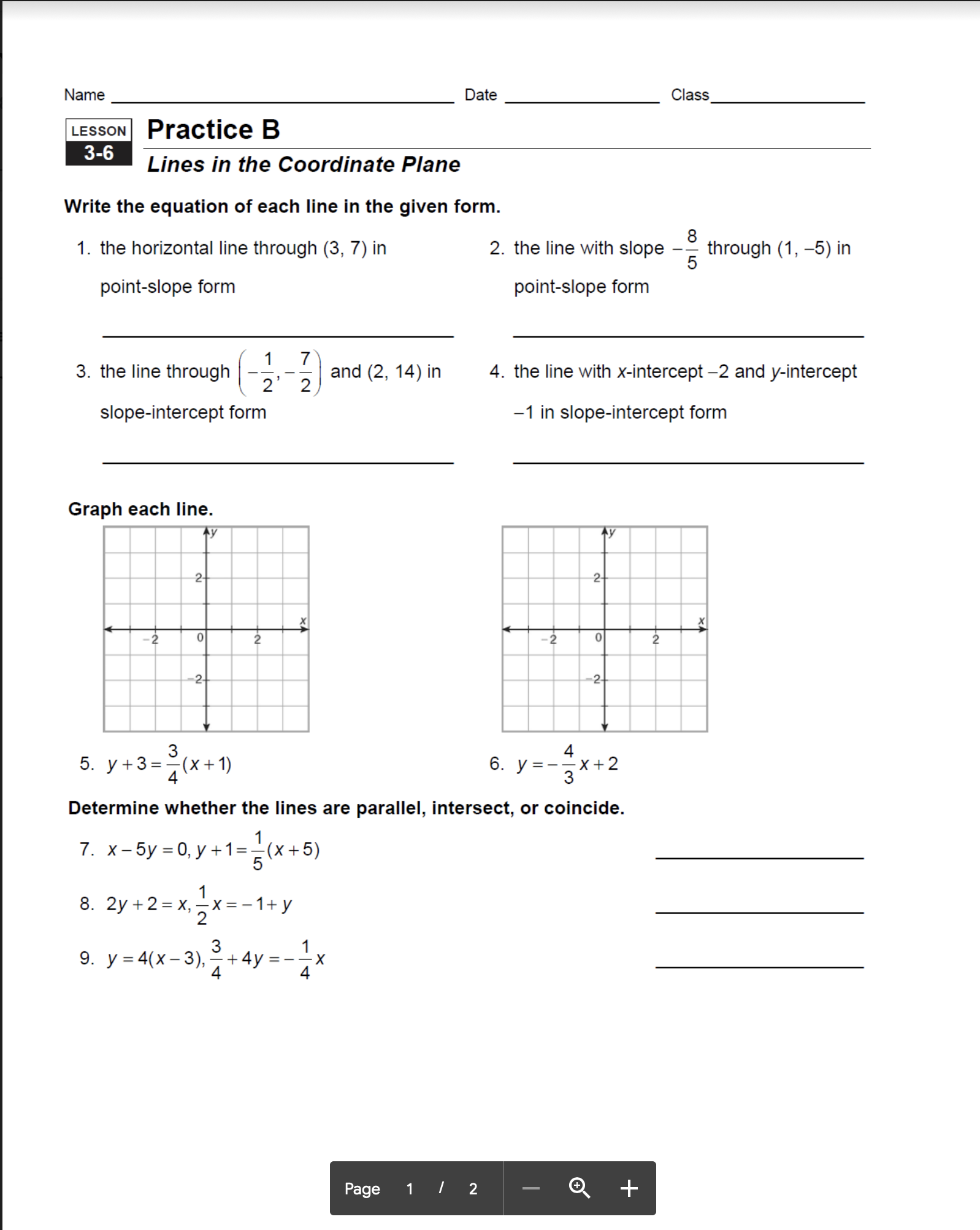 need help please Name Date Class Practice B