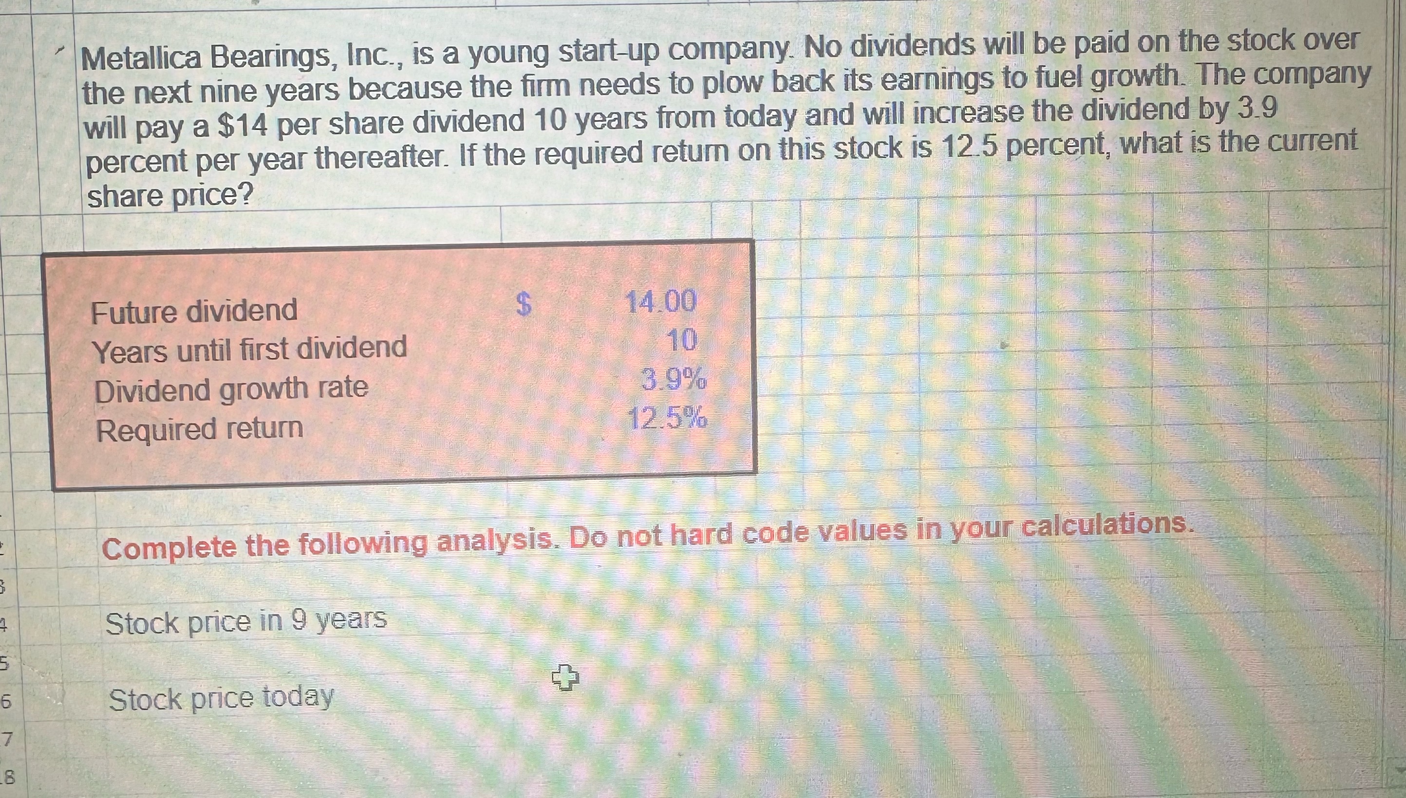 Please use excel formula Metallica Bearings,