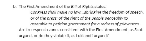 b. The First Amendment of the Bill of Rights