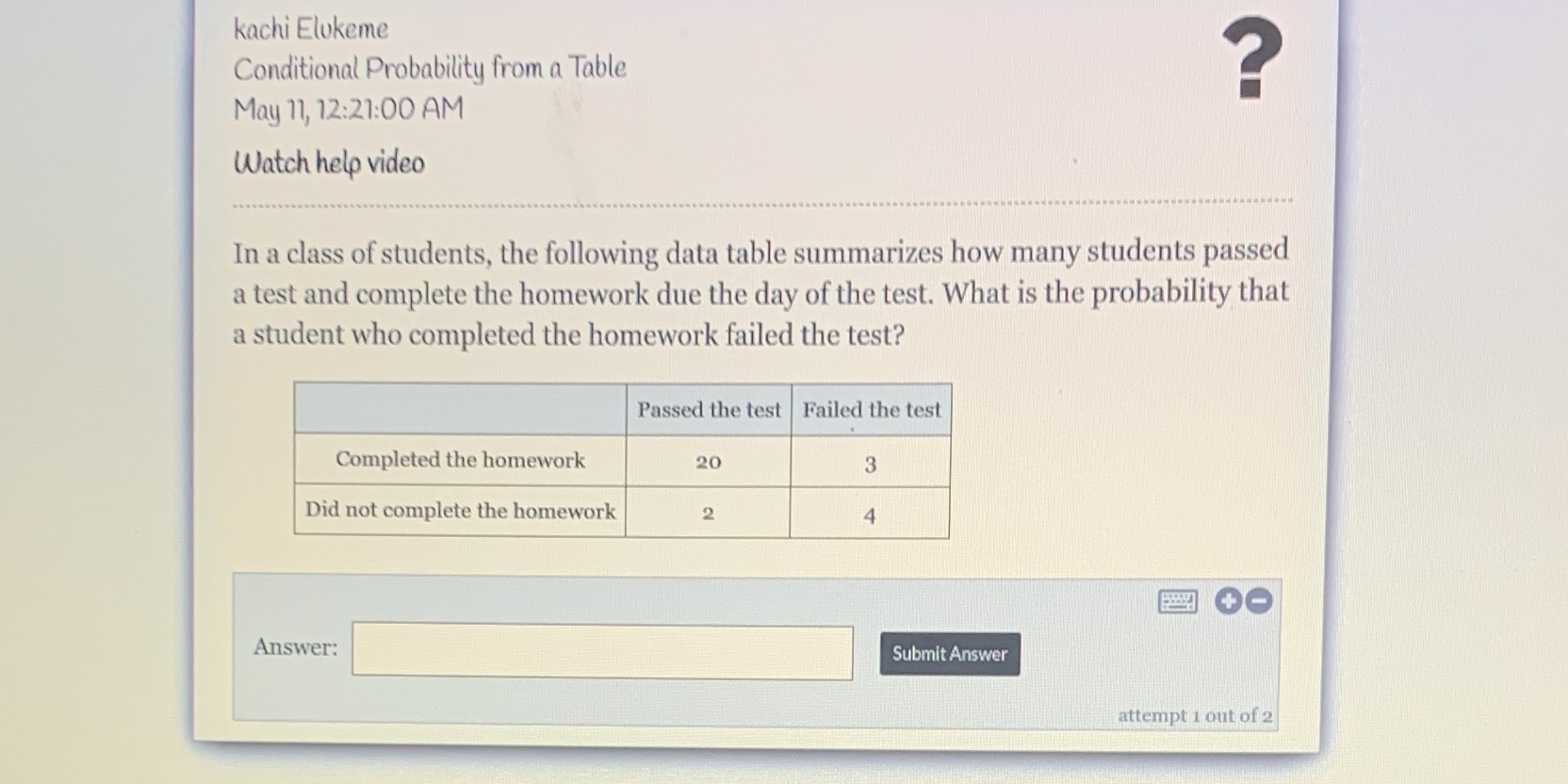 kachi Elukeme Conditional Probability from a