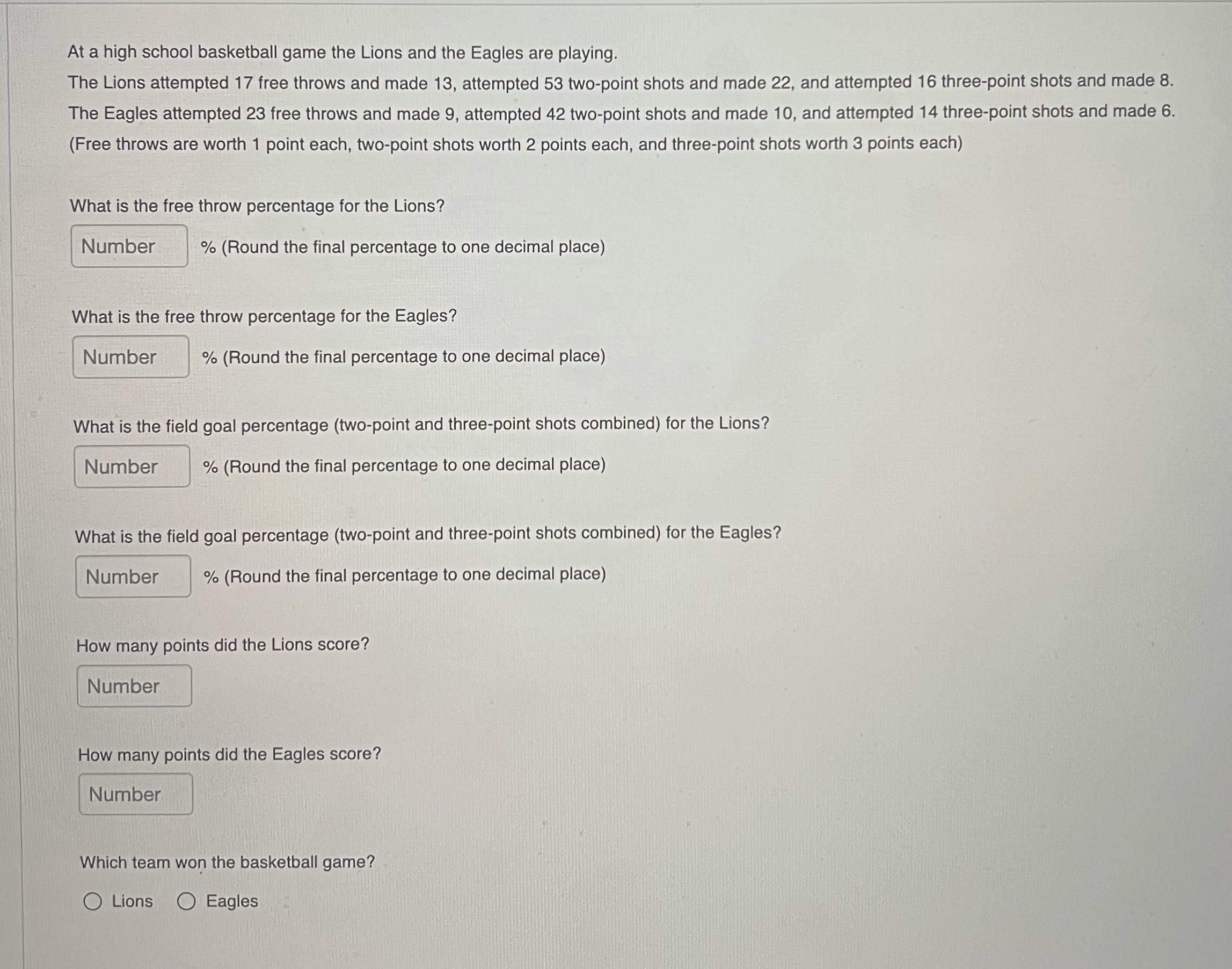 At a high school basketball game the Lions and