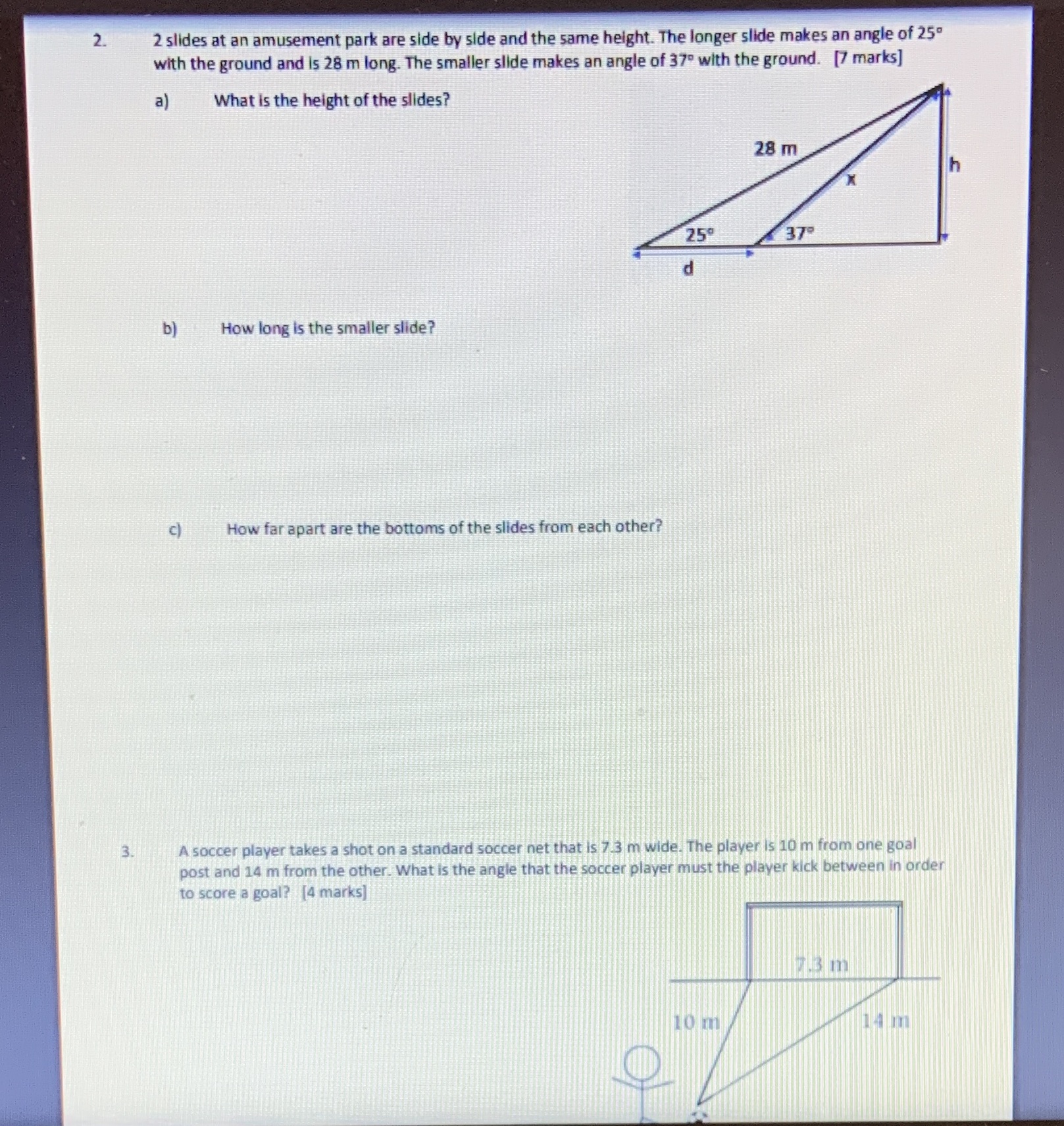 2. 2 slides at an amusement park are side by side