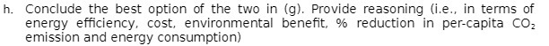 h. Conclude the best option of the two in (g).